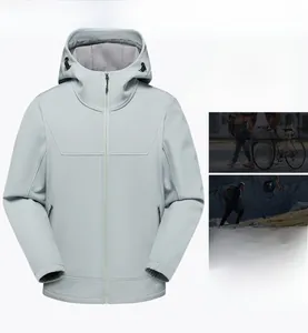 Outdoor light gray waterproof hooded jacket with multi-scene utility for men and women
