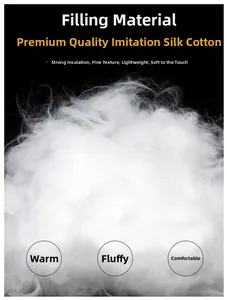 Detail of high-quality white silk cotton filling for warm winter workwear vest