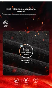 Close-up of warm black high-density fleece lining with anti-static and thermal features