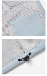 Detail view of the outdoor jacket with mesh lining and adjustable hem drawstring