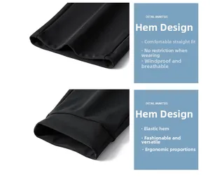 Detail view showing straight leg and elastic cuff options for men's quick-dry ice silk pants