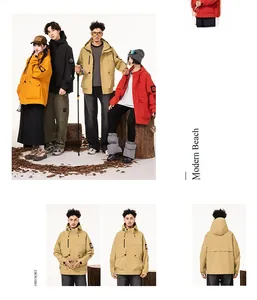 Macro detail of windproof hooded jackets with utility pockets and adjustable cuffs in multi colors