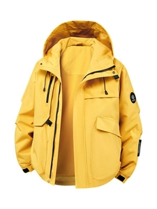 Men's Outdoor Hooded Jacket Waterproof Windproof Lightweight Sport Casual Mountaineering Coat Solid Color Outerwear For Hiking Camping