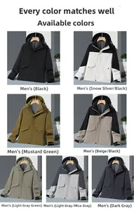 Detail view of water-resistant outdoor jacket available in seven diverse color schemes