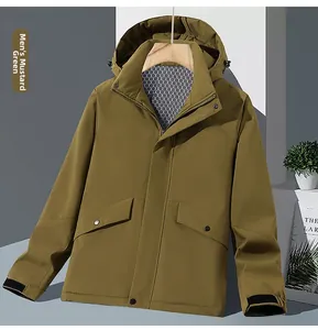 Detail of mustard green waterproof jacket featuring honeycomb tech lining and adjustable cuffs