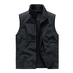 Gilet réversible pour homme noir avec col montant et poches zippées pour l'automne hiver