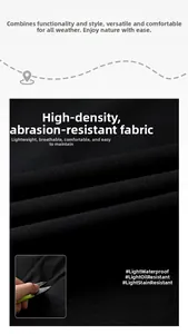 Détail du tissu imperméable noir de coupe-vent avec texture haute densité et résistante