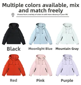 Vests de plein air à capuche en six couleurs avec tissu coupe-vent et poches zippées