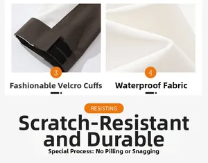 Detail view of waterproof fabric texture and adjustable velcro cuff on outdoor jacket