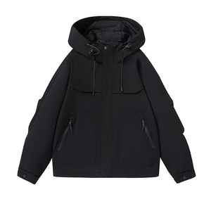 Veste à capuche outdoor noire imperméable pour hommes et femmes avec fermeture éclair coupe-vent