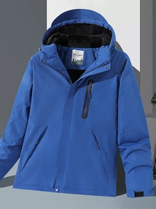 Blaue beheizbare Outdoor-Jacke mit wasserdichten Reißverschlüssen für Ski und Wandern