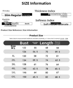 Size chart for vintage work jacket showing chest and shoulder width in cm for M-6XL