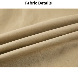Macro detail of high-quality khaki twill cotton fabric texture for men's workwear jacket