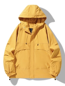 Men's Outdoor Hooded Windbreaker Jacket Workwear Multi-Pocket Casual Windproof Spring Autumn Hooded Coat For Hiking Travel