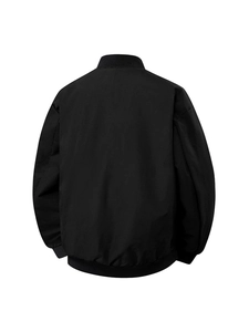Klassische schwarze Bomberjacke mit geripptem Kragen und Drop-Shoulder-Design für Herren