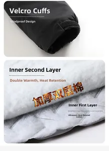 Detail of waterproof jacket featuring velcro cuffs and ultrasonic thermal padding