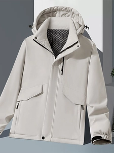 Waterproof outdoor hooded jacket for men and women with warm lining and pockets