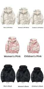 Giacche outdoor con cappuccio camouflage per famiglie in bianco, rosa e nero