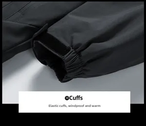 Detail of waterproof jacket cuff with adjustable velcro strap and elastic windproof design