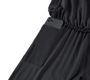 Detail view of side pocket with smartphone for men's quick-dry sports leggings