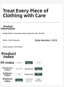 Detail specifications of 3-in-1 hiking jacket with graphene down liner and 90% down content