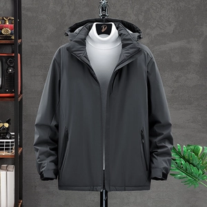 Veste à capuche gris foncé pour hommes et femmes avec poignets réglables et doublure peluche