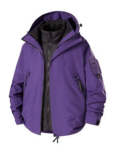 Three-in-one waterproof mountain parka with detachable inner liner for outdoor hiking