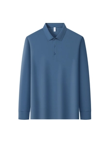Classic dark teal long sleeve cotton polo shirt for men featuring a professional business fit