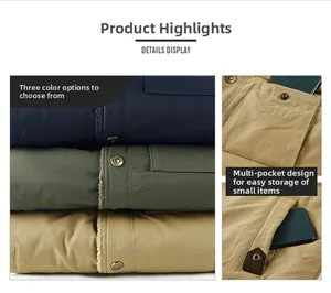 Détail de la veste cargo montrant le design multipoches et la doublure polaire
