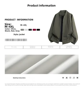 Detail view of army green bomber jacket fabric texture with washing instructions