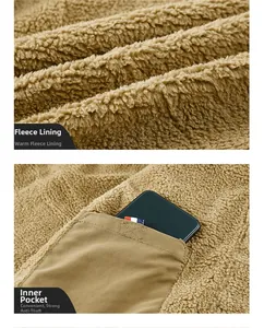 Détail de la veste d'hiver avec doublure en laine d'agneau et poche intérieure pratique