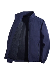 Men's Casual Stand Collar Jacket Windbreaker With Mesh Lining Lightweight Breathable Multi Pocket Outdoor Coat For Men