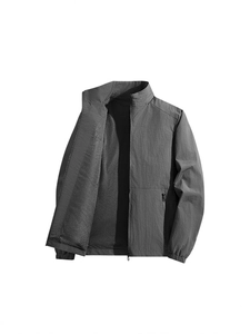Men's dark grey lightweight standing collar jacket with breathable mesh lining