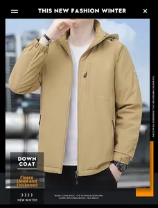 Detail of khaki men's winter jacket with fleece lining and elastic cuffs for warmth