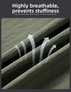 Close-up of olive green waterproof fabric showing breathable texture and moisture-wicking