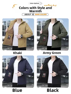Men's outdoor jacket collection in khaki, army green, navy blue and black colors