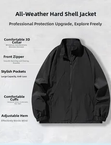 Dettaglio giacca outdoor impermeabile con collo alto e chiusura a zip di alta qualità