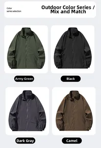 Giacche outdoor nei colori verde militare, nero, grigio scuro e cammello con zip