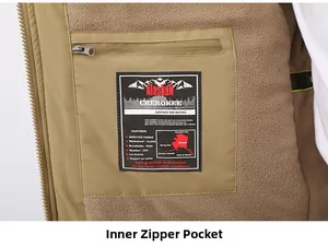Detail of warm fleece lining and inner zipper pocket on a waterproof winter jacket