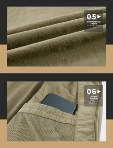 Detail of olive green woven fabric and anti-theft inner pocket with mesh lining