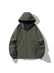 Men's Casual Outdoor Hooded Jacket Lightweight Windproof Waterproof Solid Color Zip Up Windbreaker Coat For Daily Hiking