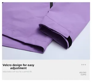Detail of adjustable velcro cuffs on purple windproof outdoor sports jacket