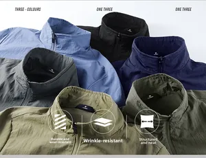 Detail view of various jacket colors showing the stand collar and breathable mesh lining