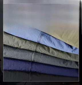 Detail of waterproof utility jackets in six colors featuring durable double stitching