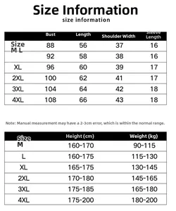 Tableau des tailles du polo en soie glacée sans couture montrant les mesures de M à 4XL