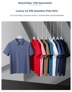 Sélection de polos pour hommes en soie glacée sans couture disponibles en plusieurs coloris
