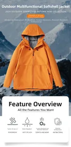 Wasserfeste orange Softshelljacke mit winddichten und kratzfesten Outdoor Funktionen