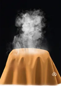 Close-up of orange waterproof fabric showing breathable steam for outdoor jackets