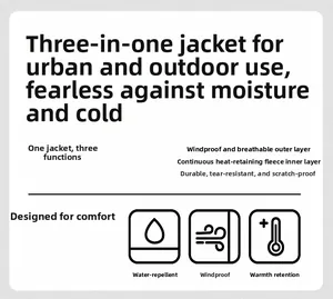Technical chart of 3-in-1 waterproof jacket with breathable shell and fleece liner
