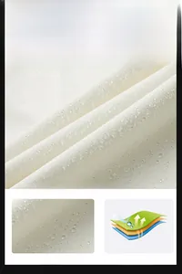 Detail of waterproof outdoor jacket fabric showing lotus leaf water repellent effect
